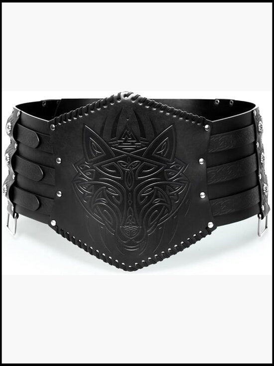 Medieval Viking Faux Leather Wide Belt with Metal Buckle for LARP Costume main image 4